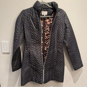 Laundry By Shelli Segal Quilted Black Leopard Print Liner Jacket Size XS